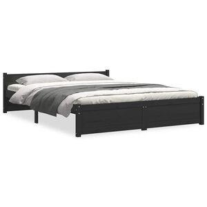 vidaXL Bedframe massief hout zwart 135x190 cm