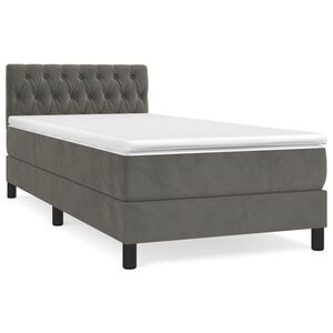 vidaXL Boxspring met matras fluweel donkergrijs 90x200 cm