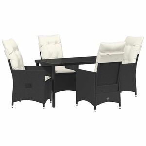 vidaXL Tuin eettafelset met kussen 5 pcs Zwart poly rattan
