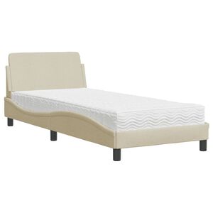 vidaXL Bed met matras "Dover" stof crèmekleurig 90x200 cm