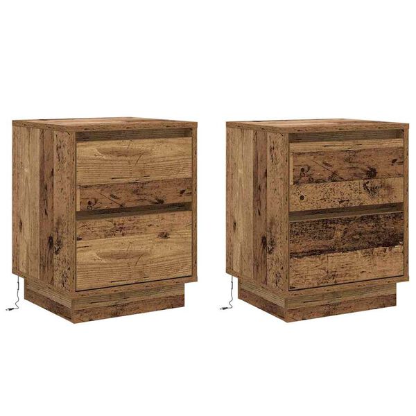 vidaXL Nachtkastje 2 pcs Oudhout 39 x 34,5 x 50 cm Bewerkt hout