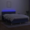 vidaXL Boxspring met matras en LED stof blauw 140x200 cm