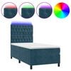 vidaXL Boxspring met matras en LED fluweel donkerblauw 90x200 cm