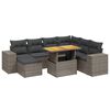 vidaXL 8-delige Loungeset met kussens poly rattan grijs