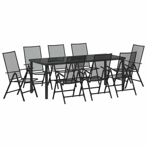 vidaXL Tuin eettafelset 9 st Antraciet Gepoedercoat staal