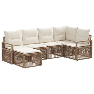 vidaXL Tuinbankenset 6 pcs Beige poly rattan