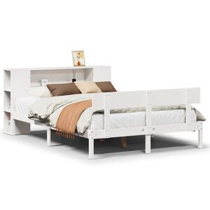 vidaXL Bed met boekenkast zonder matras grenenhout wit 150x200 cm