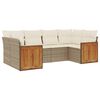 vidaXL 6-delige Loungeset met kussens poly rattan beige