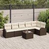 vidaXL Bankstel met kussen met opslag 7 pcs Bruin en wit poly rattan