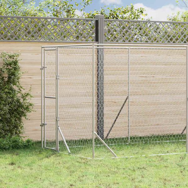 vidaXL Hondenkennel voor buiten 2x14x2 m gegalvaniseerd staal zilver