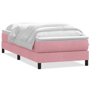 vidaXL Boxspring met matras fluweel roze 80x220 cm