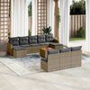 vidaXL 11-delige Loungeset met kussens poly rattan grijs