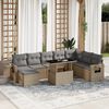 vidaXL 9-delige Loungeset met kussens poly rattan beige