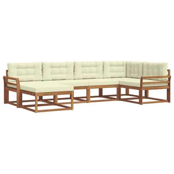 vidaXL Buiten bankenset met kussen 6 pcs Natuurlijk en Cr&egrave;me