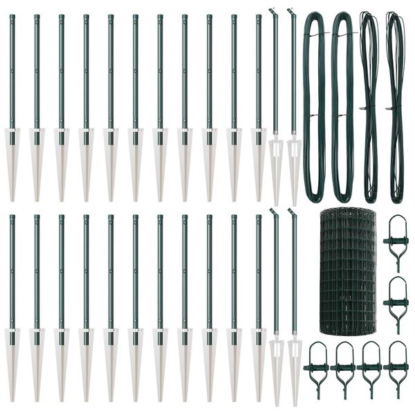 vidaXL Hek met Paal Groen 0,4 x 50 m Staal en PVC