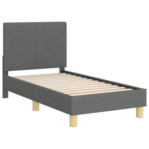 vidaXL Peuterbedframe met hoofdbord Donkergrijs 70 x 140 cm Stof