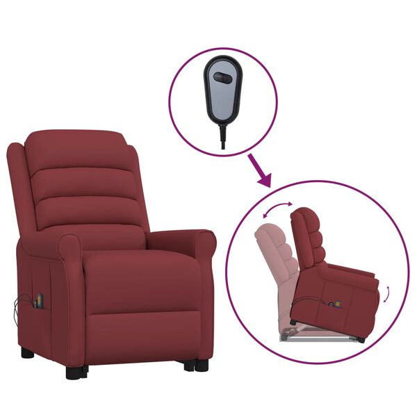 vidaXL Sta-op-massagestoel kunstleer wijnrood