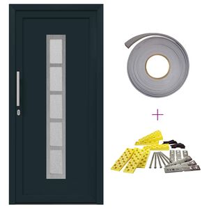 vidaXL Voordeur 98 x 208 cm PVC Antracietkleurig