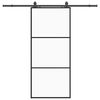 vidaXL Schuifdeur met beslagset 90x205 cm ESG glas zwart
