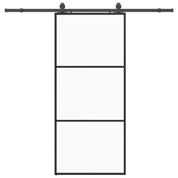 vidaXL Schuifdeur met beslagset 90x205 cm ESG glas zwart