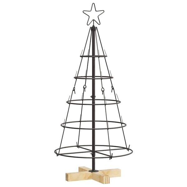 vidaXL Kerst Cone Boom met standaard Zwart 90 cm Staal