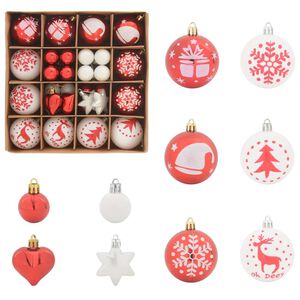 vidaXL Kerstbal Set 40 pcs Rood en Wit Kunststof