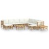 vidaXL 12-delige Loungeset met kussens bamboe cr&egrave;mewit