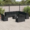 vidaXL 14-delige Loungeset met kussens poly rattan zwart