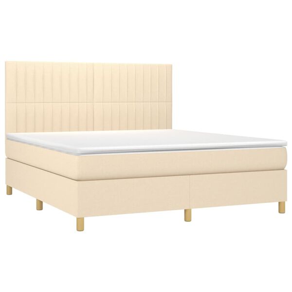 vidaXL Boxspring met matras stof cr&egrave;mekleurig 180x200 cm