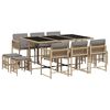 vidaXL 11-delige Tuinset met kussens poly rattan gemengd beige