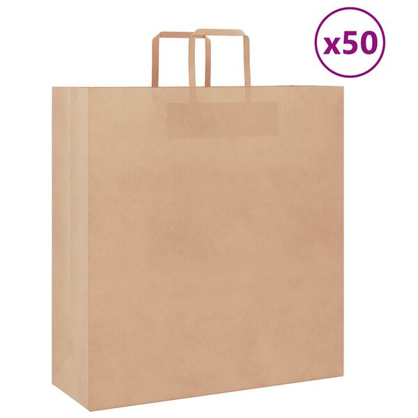 vidaXL Papieren zakken 50 st met hengsels 45x17x48 cm bruin