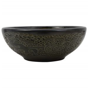 vidaXL Opzetwasbak rond &Phi;41x14 cm keramiek zwart