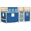 vidaXL Kinderhoogslaper met gordijnen 90x200 cm grenenhout blauw