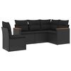 vidaXL 5-delige Loungeset met kussens poly rattan zwart