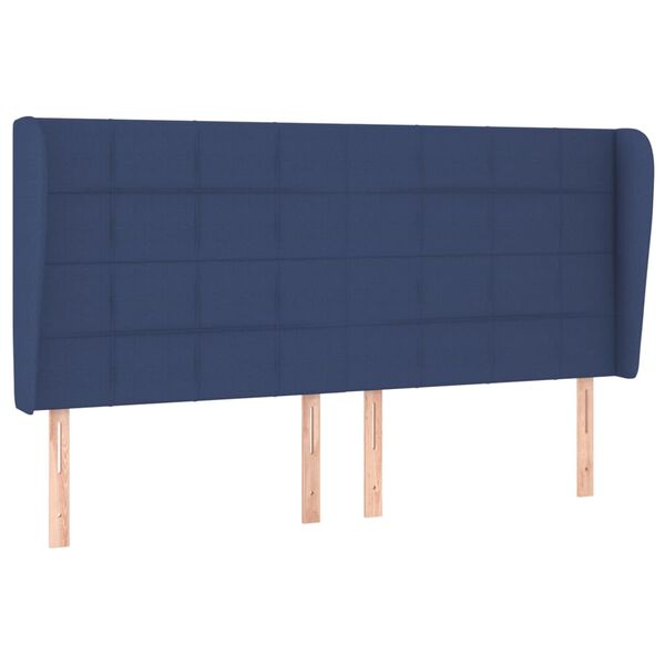 vidaXL Hoofdbord met randen 163x23x118/128 cm stof blauw
