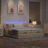 vidaXL Ottoman bed met matrassen en LED's 200x200cm stof cr&egrave;mekleurig