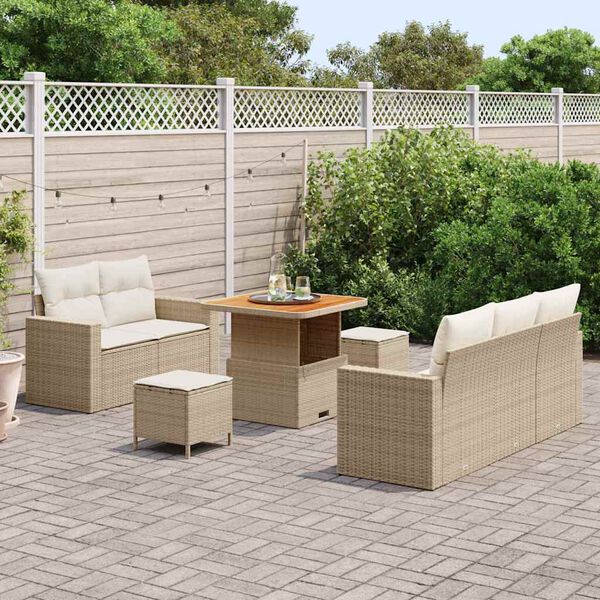 vidaXL Tuin Sofa Set met kussen 8 pcs Beige poly rattan