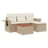vidaXL 5-delige Loungeset met kussens poly rattan beige