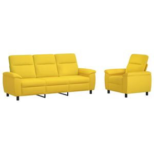 vidaXL Bankstel 2 pcs Lichtgeel Stof