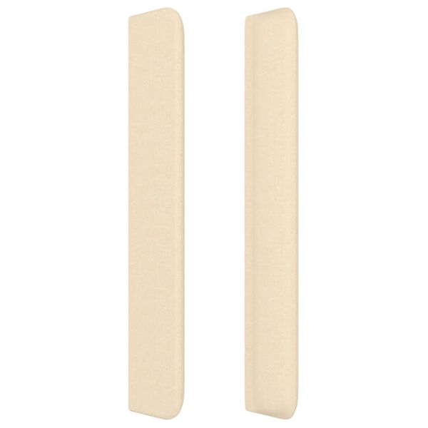 vidaXL Hoofdbord met randen 203x16x118/128 cm stof cr&egrave;mekleurig