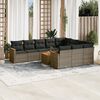 vidaXL 11-delige Loungeset met kussens poly rattan grijs