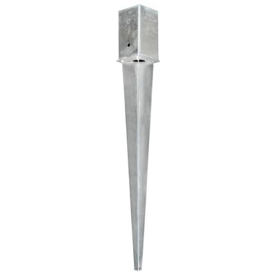 vidaXL Grondpinnen 2 st 8x8x76 cm gegalvaniseerd staal zilverkleurig
