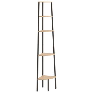 vidaXL Hoekkastje met 5 schappen 45,5x31,5x180 cm lichtbruin en zwart