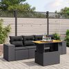 vidaXL 5-delige Loungeset met kussens poly rattan zwart