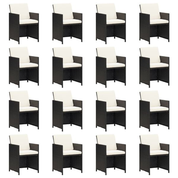 vidaXL 17-delige Tuinset met kussens poly rattan zwart