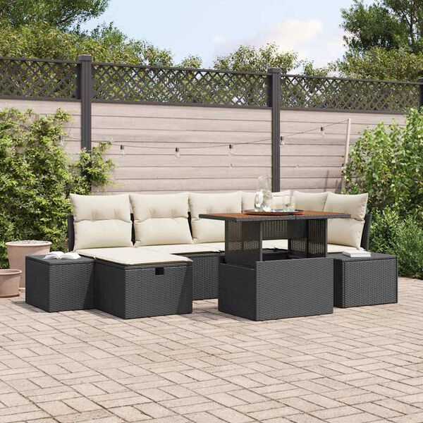 vidaXL Tuin Sofa Set 7 pcs Zwart poly rattan