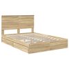 vidaXL Opslag bed met lade Sonoma Eiken 140 x 200 cm Bewerkt hout