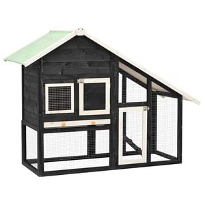 vidaXL Konijnenhok 140x63x120 cm massief vurenhout grijs en wit