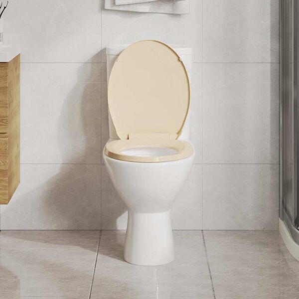 vidaXL Toiletbril soft-close en quick-release ovaal beige