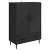 vidaXL Dressoir met lade Zwart 66 x 34,5 x 95 cm Bewerkt hout